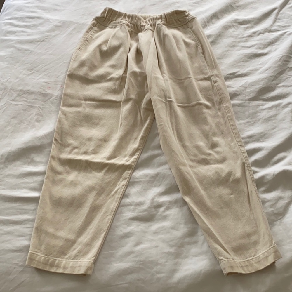 Black Crane Carpenter Pant in cream, XS